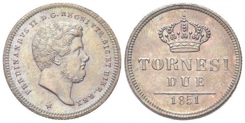 NAPOLI
Ferdinando II di Borbone, 1830-1859.
2 Tornesi 1851.
Æ, 
Dr. Testa gi...