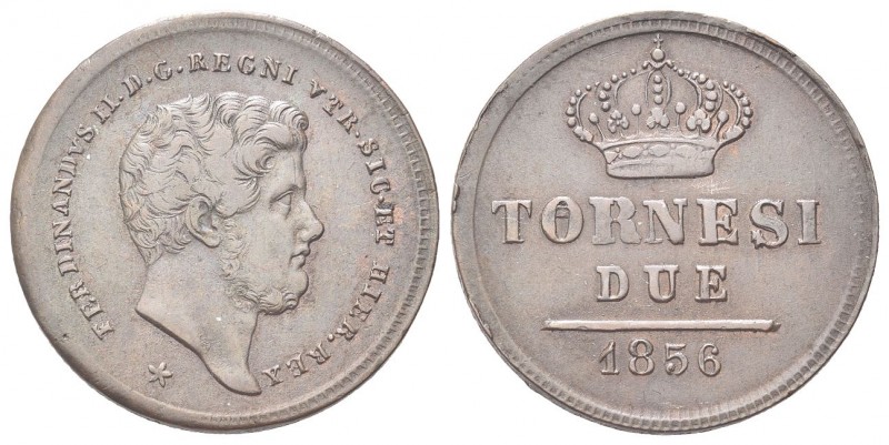 NAPOLI
Ferdinando II di Borbone, 1830-1859.
2 Tornesi 1856.
Æ, 
Dr. Testa gi...