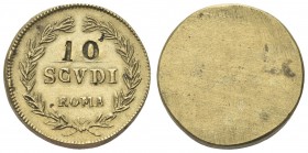 ROMA
Pio IX (Giovanni Maria Mastai Ferretti), 1846-1878.
Peso monetale della 10 Scudi. 
Æ , gr. 17,28
Dr. 10 / SCVDI / ROMA. Iscrizione su tre rig...