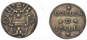 ROMA
Clemente XI (Gian Francesco Albani), 1700-1721.
Peso monetale contromarcato del 4 Scudi d’oro.
Æ, gr. 10,92
Dr. Stemma sormontato da triregno...
