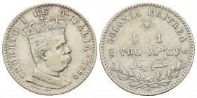 COLONIA ERITREA
Umberto I, 1890-1896.
Lira 1890 Roma.
Ag, 
Dr. Busto a d., in uniforme, con corona. 
Rv. Su due righe, L 1 e valore espresso in a...
