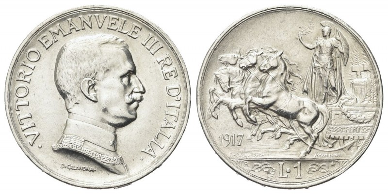 REGNO D’ITALIA
Vittorio Emanuele III, 1900-1943.
Lira 1917 Roma, Quadriga brio...