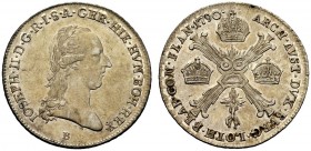 AUSTRIA
Giuseppe II, 1765-1790.
1/4 kronentaler 1790, B.
Ag, gr. 7,36 
KM#38.
 Più di SPL