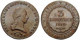 AUSTRIA
Francesco II, 1792-1806.
3 kreuzer 1812, S.
Æ, gr. 14,73 
KM#2116.
 FDC
Collezione Mariano Tomarchio.