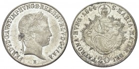 AUSTRIA
Francesco Giuseppe, 1848-1916.
20 kreuzer 1844. 
Ag, gr. 6,65 
KM#442.
 FDC