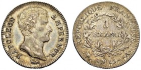 FRANCIA
Napoleone I Imperatore, 1804-1814.
Franco an. 13, A.
Ag, gr. 4,96 
Gad. 443.
 Delicata patina. SPL