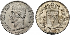 FRANCIA
Carlo X, 1824-1830.
5 franchi 1830, B, Rouen.
Ag, gr. 25,22 
Gad. 644.
 Più che SPL