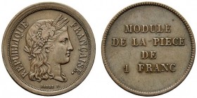 FRANCIA
II Repubblica, 1848-1852.
Franc ESSAI (1848) opus Barre.
Æ, gr. 4,45 
Gad. 456a.
 Rara. SPL