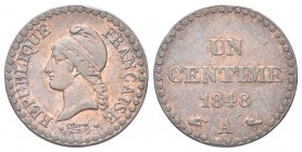 FRANCIA
II Repubblica, 1848-1852.
Cent 1848, A.
Æ, gr. 1,92 mm. -
Gad. 84.
 q. FDC
