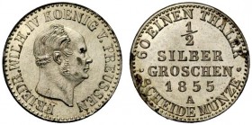 GERMANIA
Prussia. Friedrich Willhelm IV, 1840-1861.
1/2 Groschen 1855, A.
Mi, gr. 1,11 
KM#461.
 FDC