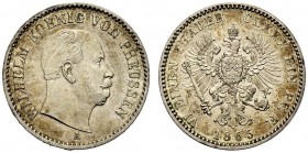 GERMANIA
Prussia. Willhelm II, 1888-1918.
1/6 di tallero 1865, A.
Ag, gr. 5,31 
KM#495.
 Rara. q. FDC
Queste monete ebbero corso solo in Sardegn...