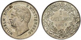 GERMANIA
Württemberg. Wilhelm I, 1816-1864.
1 Gulden 1839.
Ag, gr. 10,61 
KM#574.
 Delicata patina. q. FDC
