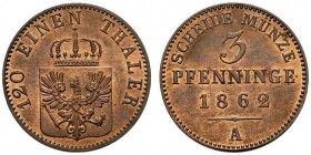 GERMANIA
Prussia. Friedrich Wilhelm IV, 1840-1861.
3 Pfenning 1862, A.
Æ, gr. 4,50 mm. -
KM#482.
 FDC