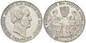 GERMANIA
Sassonia.Friedrich August II 1836-1854.
Doppio Tallero 1854 commemorativo per la morte del Re Zecca: Dresda
Ag, gr. 37,01
Dr.Busto del re...