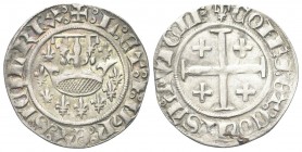 PROVENZA
Louis I e Giovanna d’Angiò, 1347-1362.
Demi Gros.
Ag , gr. 
Dr. LET IHR ET SICIL REX. Corona attorniata da fleur de lys.
Rv. COMES ET CO...