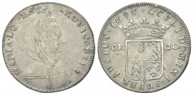 SVIZZERA
Neuenburg-Neuchâtel. Marie de Nemours, 1694-1707.
20 Kreuzer 1695.
Ag, gr. 4,72 
KM#27.
 Conservazione insolita. q. SPL