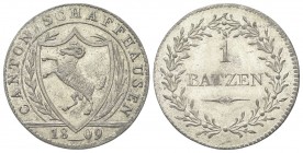 SVIZZERA
Schaffhausen. 
Batzen 1809.
Ag, gr. 2,52 
KM#69.
 FDC