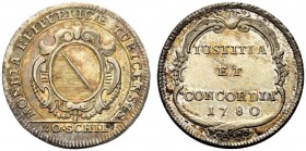 SVIZZERA
Zurigo. 
20 Schilling 1780.
Ag, gr. 7,33 
KM#160.
 Rara. FDC