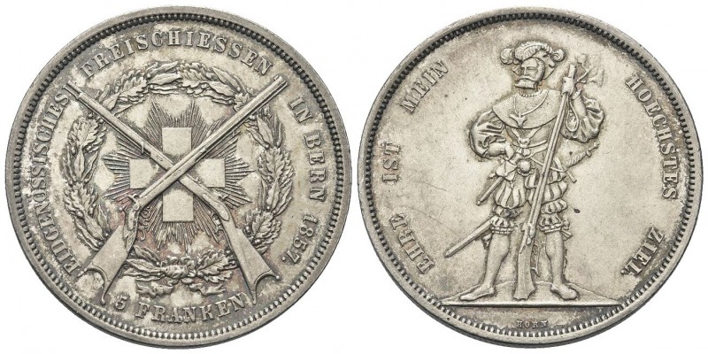 SVIZZERA
Tiri federali.
5 Franchi 1857, Berna.
Ag, gr. 24,93
Dr. Fucili incr...