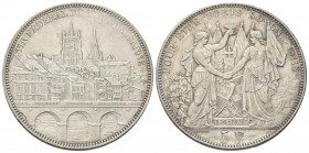 SVIZZERA
Tiri federali.
5 Franchi 1876 Losanna.
Ag, gr. 24,99
Dr. Veduta della città d Losanna.
Rv. Figure muliebri, stanti, si stringono la mano...