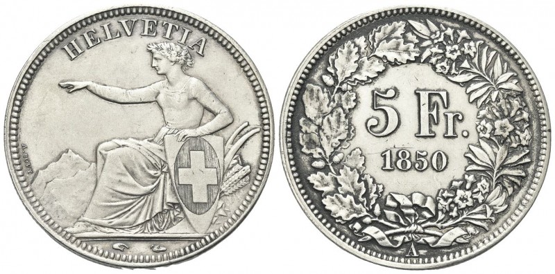 SVIZZERA
Confederazione Elvetica, dal 1848.
5 Franchi 1850.
Ag, gr. 24,84 
D...