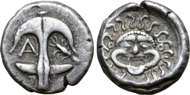 Thrace, Apollonia Pontika AR Drachm. Circa 470-435 BC. Upright anchor, A under l...