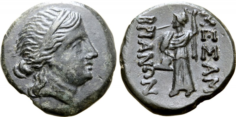 Thrace, Mesembria Æ21. Circa 175-100 BC. Diademed head of female (Amazon) right ...