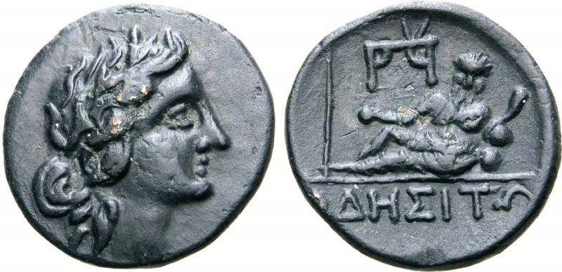 Thrace, Odessos Æ18. Circa 120-72/1 BC. Laureate head of Apollo right / Odessos ...
