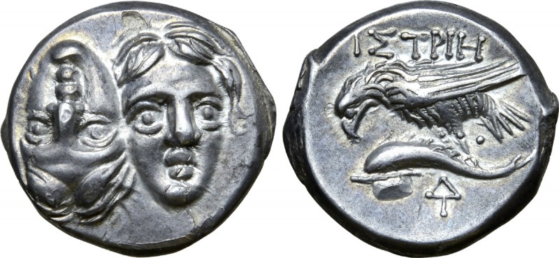 Moesia, Istros AR Drachm. Circa 313-280 BC. Two young male heads facing, left he...