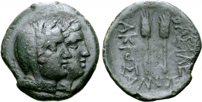 Kings of Skythia, Akrosas Æ23. Circa 210-195 BC. Jugate busts right of Demeter, ...