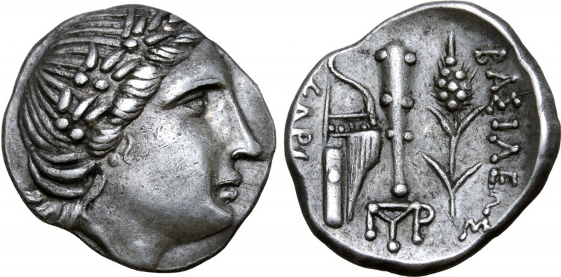 Kings of Skythia, Sariakes AR Drachm. Circa 180-168/7 BC. Laureate head of Apoll...