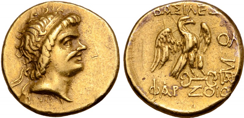 Kings of Sarmatia, Pharzoios AV Stater. Olbia, circa AD 50-75. Diademed head wit...