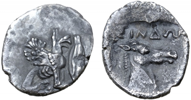 Kimmerian Bosporos, Gorgippia as Sindikos Limen AR Diobol. Circa 400 BC. Griffin...