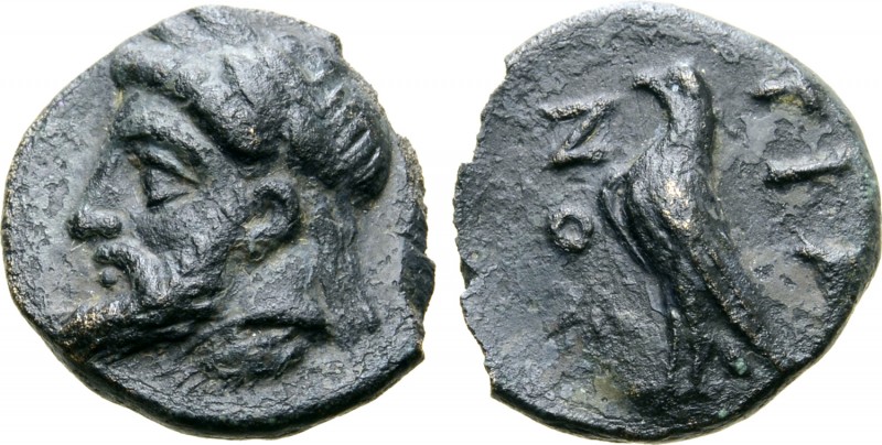 Bithynia, Tios Æ10. Circa 300 BC. Laureate head of Zeus left / Eagle with closed...