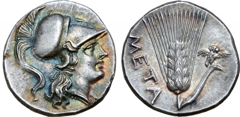 Lucania, Metapontion AR Half Shekel. Punic occupation, circa 215-207 BC. Head of...