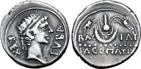 Kingdom of Mauretania, Juba II, with Cleopatra Selene, AR Denarius.