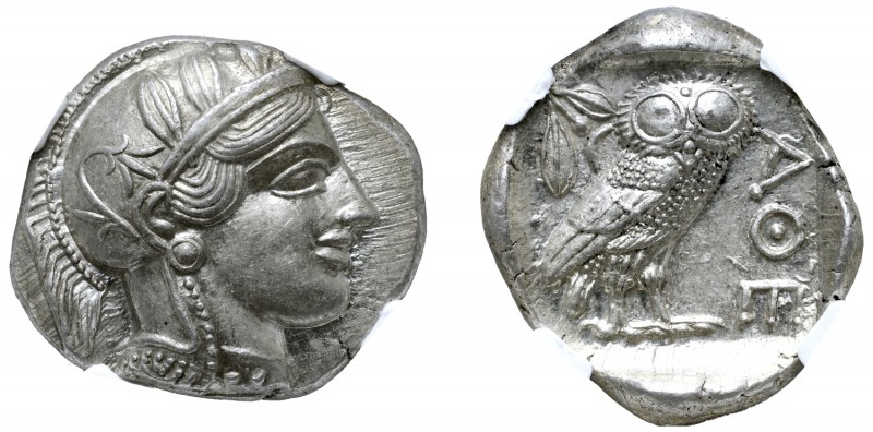 Attica, Athens AR Tetradrachm. Circa 454-404 BC. Head of Athena right, wearing c...