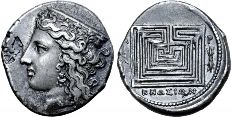 Crete, Knossos AR Stater. Circa 300-270 BC. Head of Hera left, wearing ornamente...