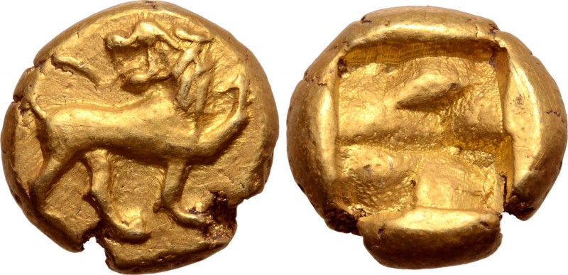 Ionia, uncertain mint EL Hekte. Circa 600-550 BC. Phokaic standard. Lion standin...