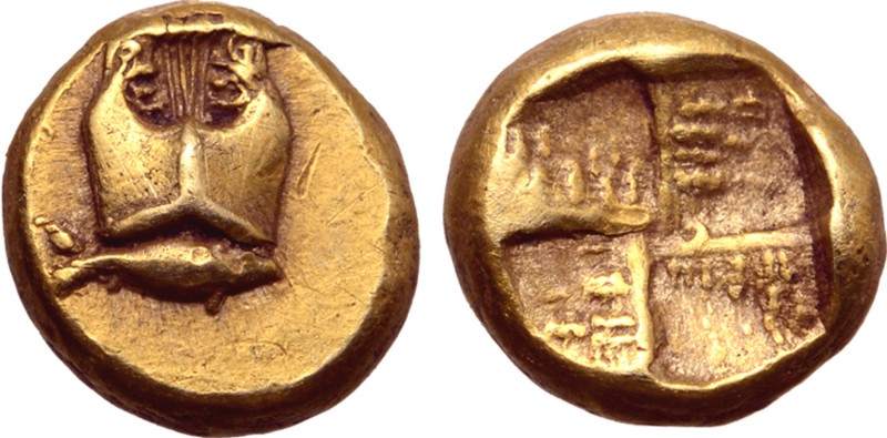 Mysia, Kyzikos EL Myshemihekte - 1/24 Stater. Circa 450-400 BC. Kithara; tunny f...