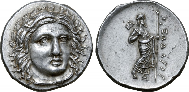 Satraps of Karia, Pixodaros AR Didrachm. Halikarnassos, circa 340-334 BC. Laurea...