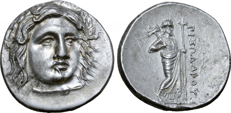 Satraps of Karia, Pixodaros AR Didrachm. Halikarnassos, circa 340-334 BC. Laurea...