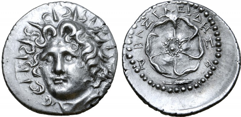 Rhodos, Rhodes AR Drachm. Circa 88/42 BC-AD 14. Basileides, magistrate. Radiate ...