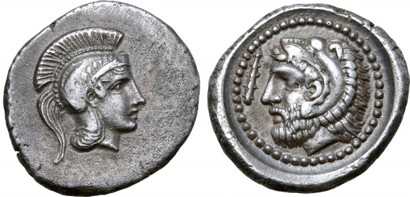 Dynasts of Lykia, Erbbina AR Drachm. Telmessos, 400-390 BC. Head of Athena right...