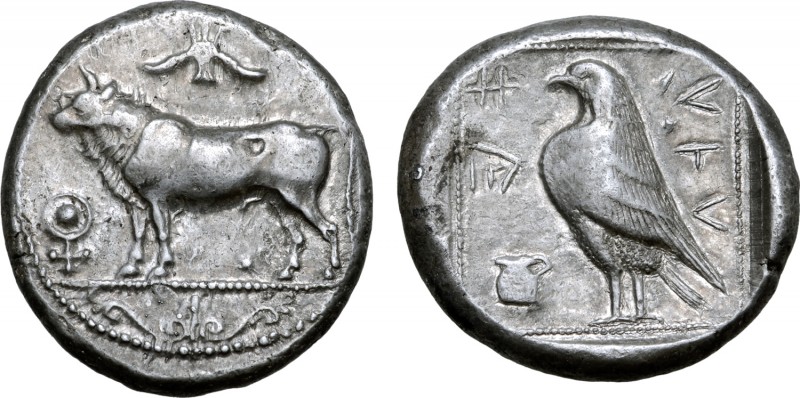 Cyprus, Paphos AR Stater. Stasandros, circa 425 BC or later. Bull standing left;...