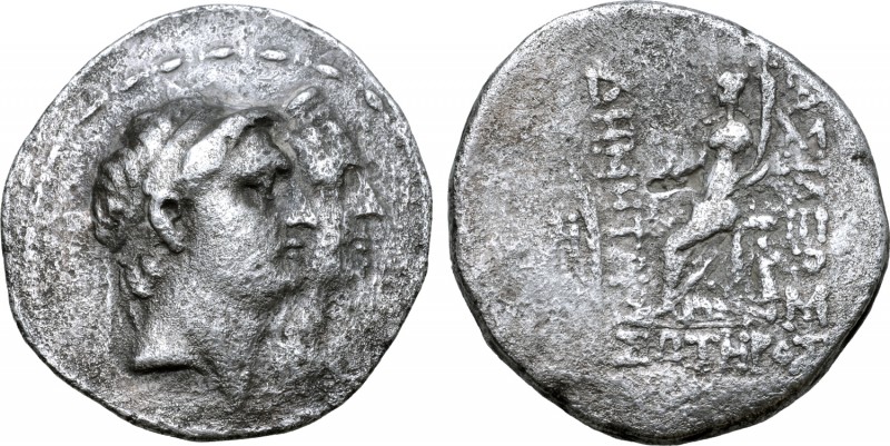 Seleukid Empire, Demetrios I Soter, with Laodike IV, AR Tetradrachm. Seleukia on...