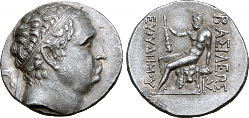 Greco-Baktrian Kingdom, Euthydemos I Theos Megas AR Tetradrachm. Mint C (uncerta...