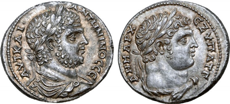 Caracalla AR Tetradrachm of Tyre, Phoenicia. AD 209-212. AVT KAI ANTѠNINOC CЄ, l...