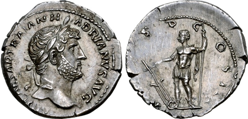 Hadrian AR Denarius. Rome, AD 119-122. IMP CAESAR TRAIAN HADRIANVS AVG, laureate...