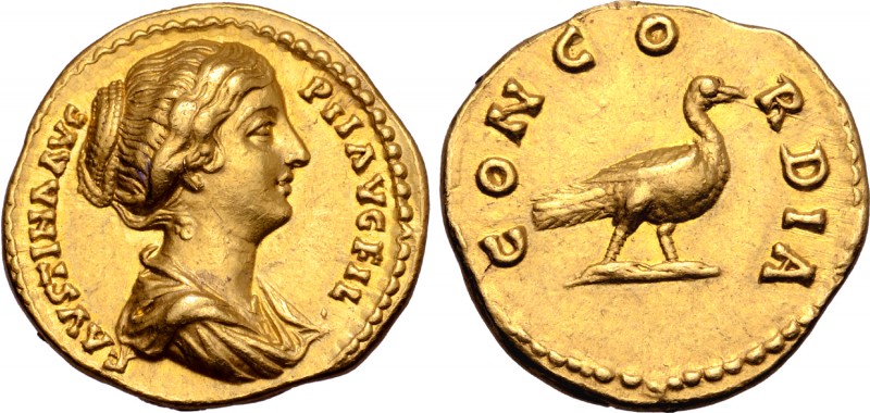 Faustina II (daughter of A. Pius) AV Aureus. Rome, circa AD 145. FAVSTINA AVG PI...